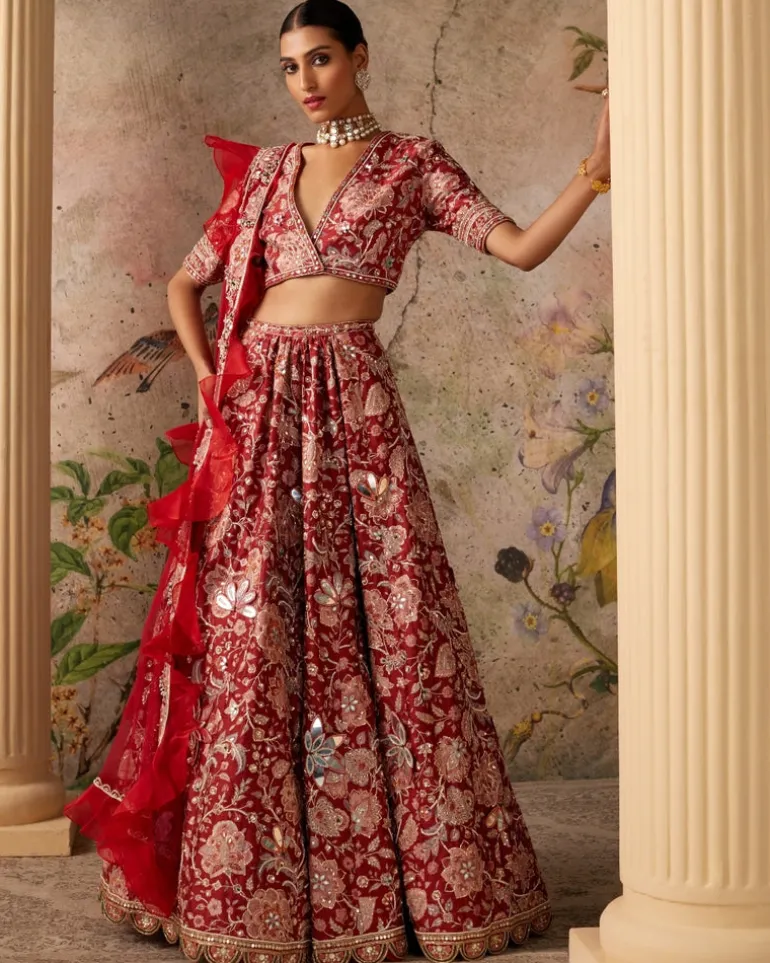 Red Ochre Ace Lehenga Set