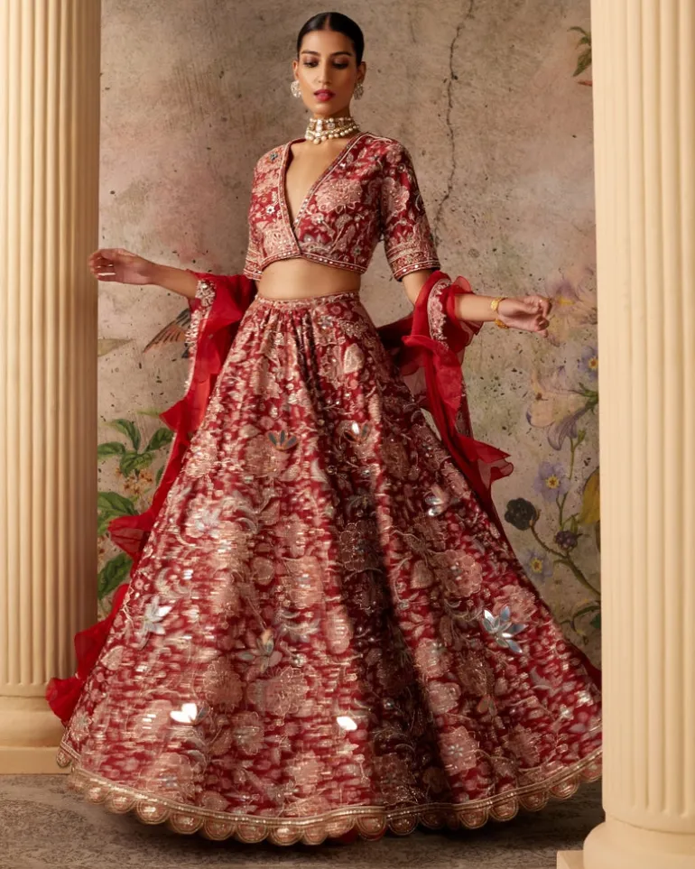 Red Ochre Ace Lehenga Set