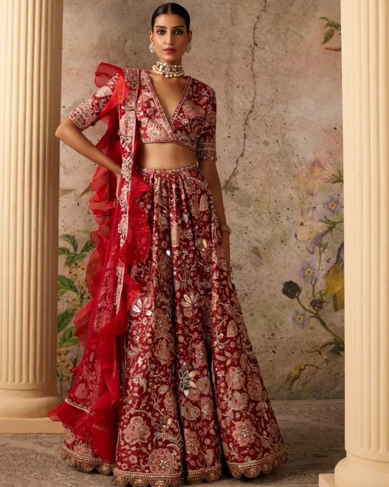 Red Ochre Ace Lehenga Set