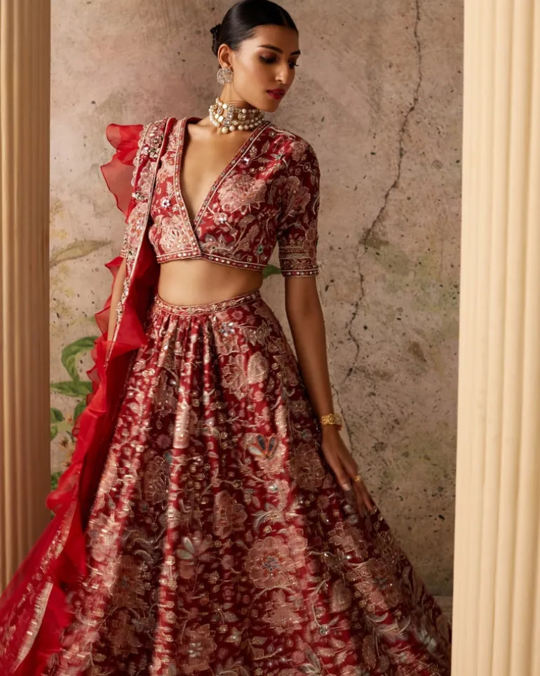 Red Ochre Ace Lehenga Set
