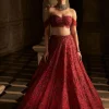 Red Off-Shoulder Lehenga Set