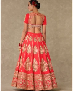 Red Paan Patti Lehenga Set