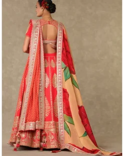 Red Paan Patti Lehenga Set