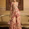 Red Print Embroidered Blouse And Kurti Set