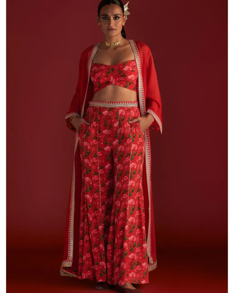 Red Rain Lily Cape Set