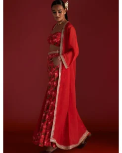 Red Rain Lily Cape Set