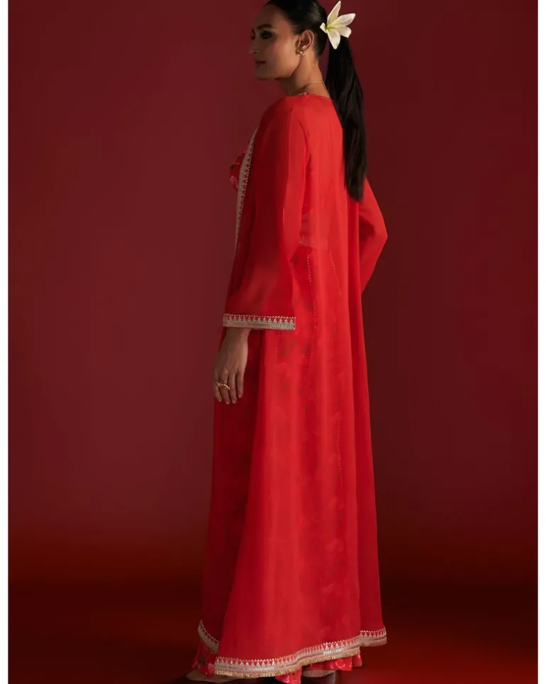 Red Rain Lily Cape Set