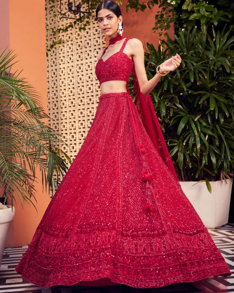 Red Rio Lehenga Set