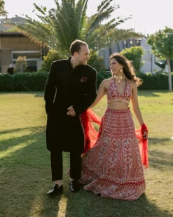 Red Sareena Lehenga