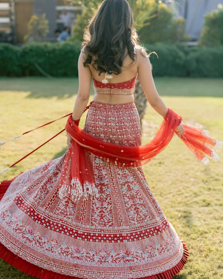 Red Sareena Lehenga