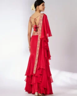 Red Shifa Sari Set