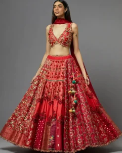 Red Silk Lehenga Set
