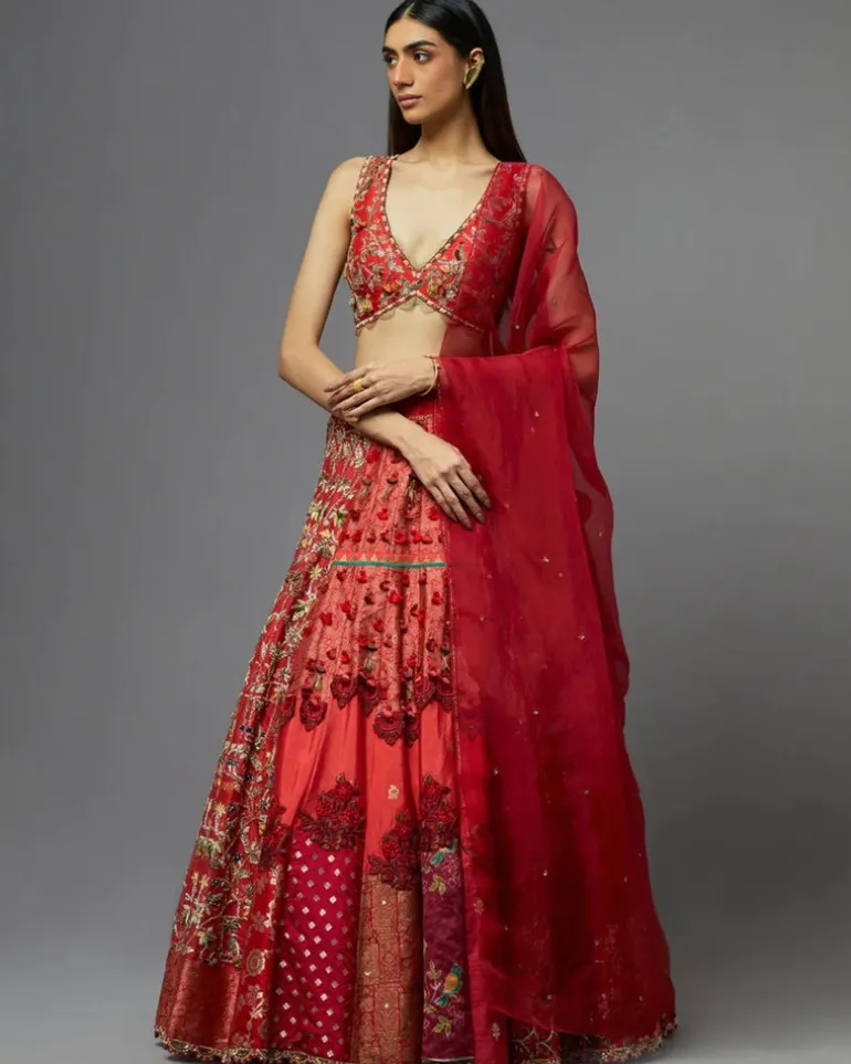 Red Silk Lehenga Set