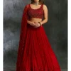 Red Thread work Lehenga With Embellished Choli