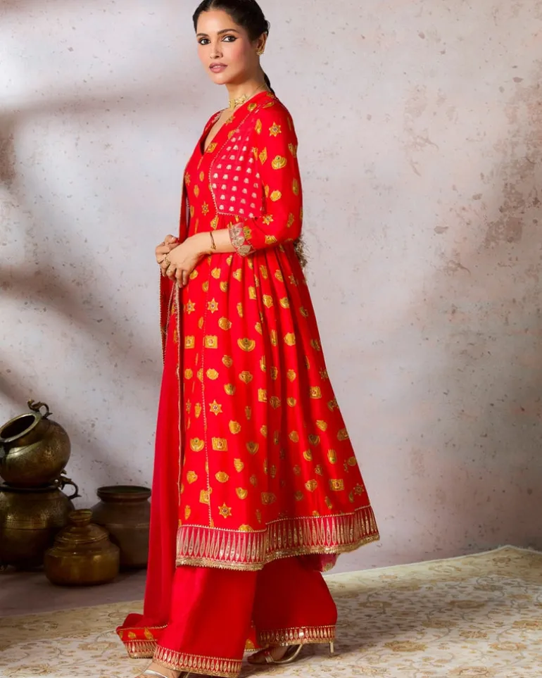Red Trinkets Kurta Set