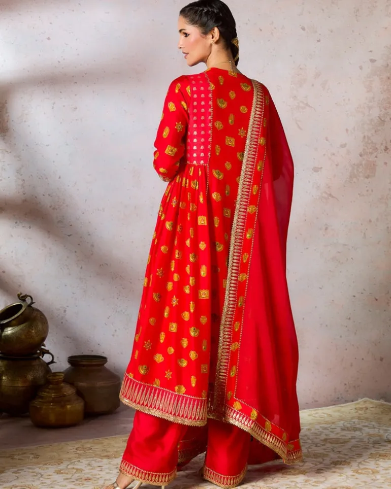 Red Trinkets Kurta Set