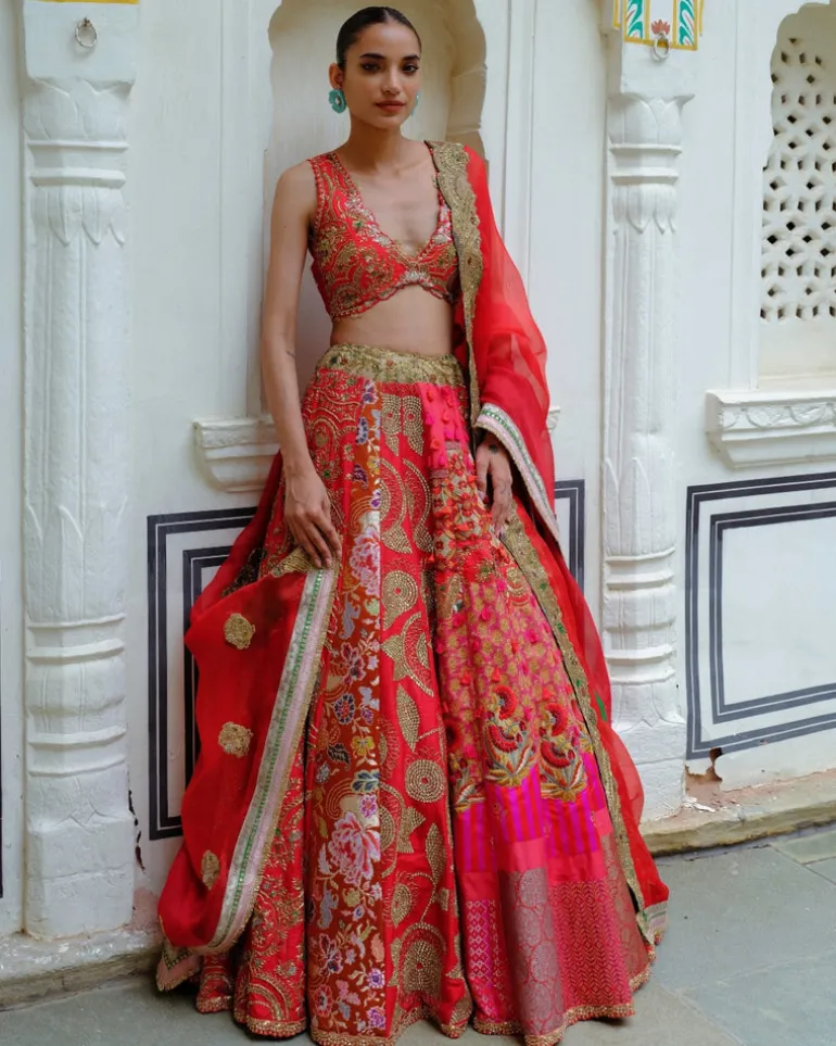 Red Zari Lehenga Set