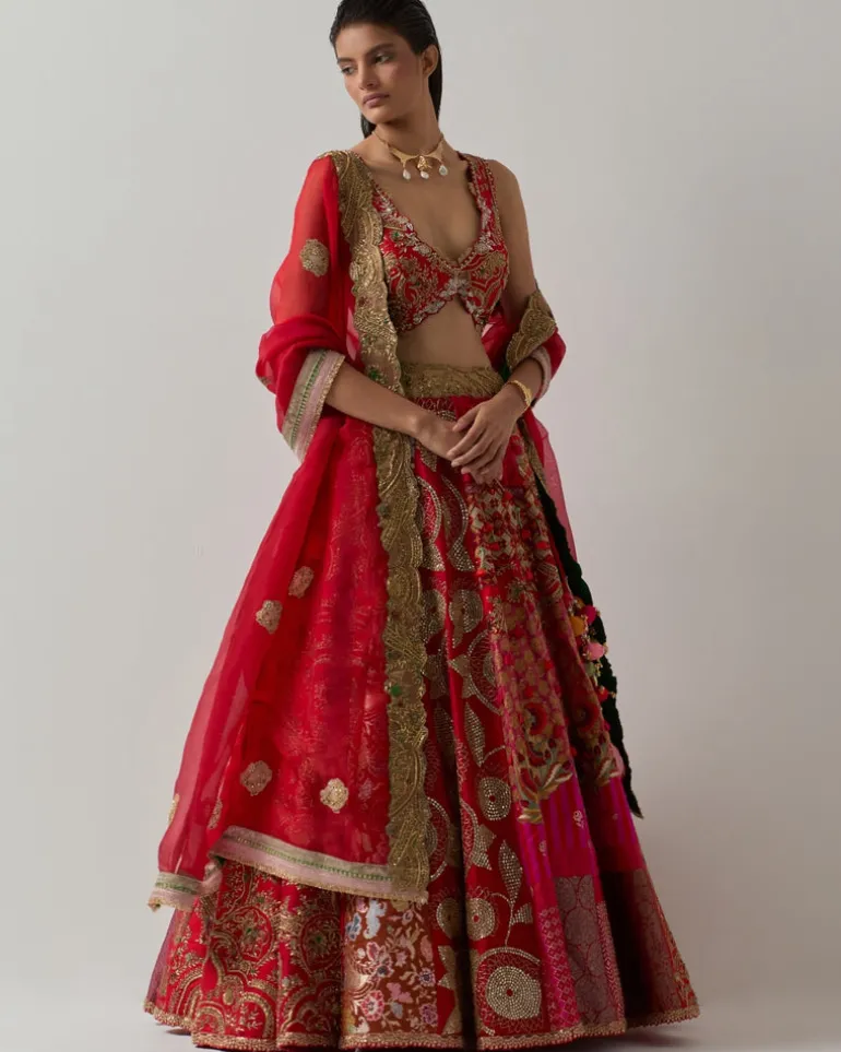 Red Zari Lehenga Set