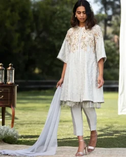 Resham And Bead Work Jacket Set