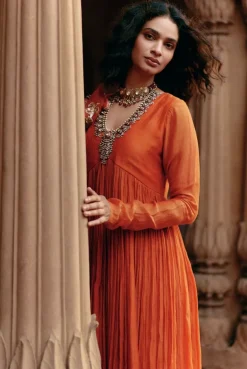 Resplendent Orange Anarkali Set
