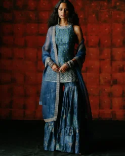 Rima Indigo Sharara Set