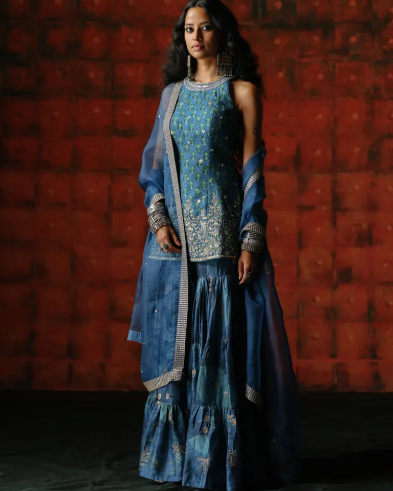 Rima Indigo Sharara Set
