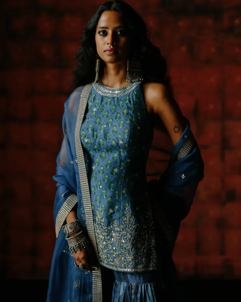 Rima Indigo Sharara Set