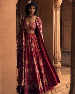 Romantic Pair Of Bird Lehenga Set