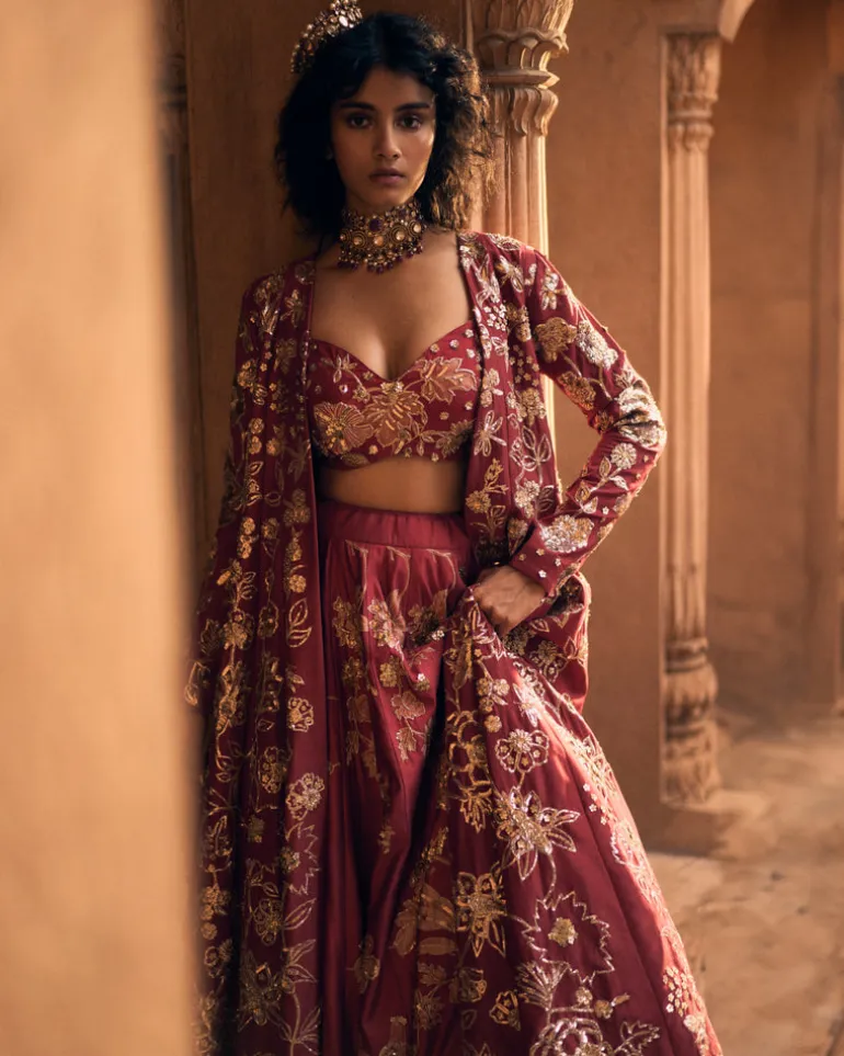 Romantic Pair Of Bird Lehenga Set