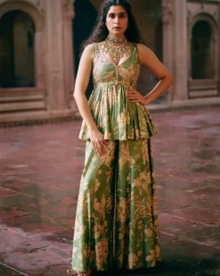 Roop Flip Bird Print Peplum Set