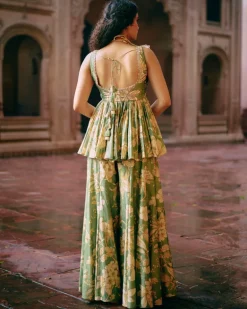 Roop Flip Bird Print Peplum Set