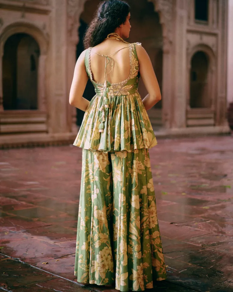 Roop Flip Bird Print Peplum Set