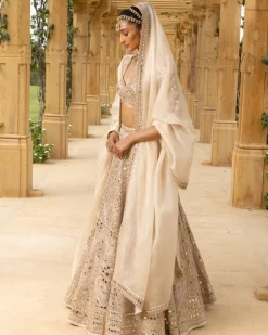 Rose Gold Coconut Embroidered Lehenga Set