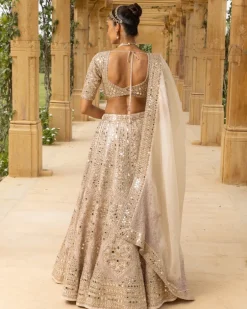 Rose Gold Coconut Embroidered Lehenga Set