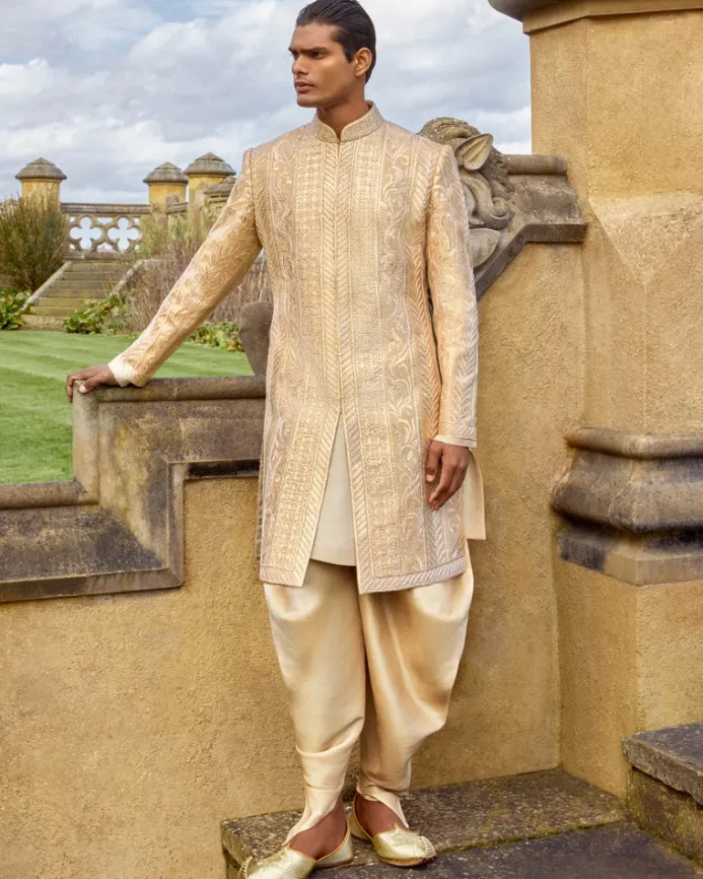 Rose Gold Embroidered Sherwani Set