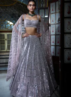 Rose Gold Mirror Work Lehenga Set