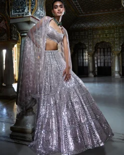 Rose Gold Mirror Work Lehenga Set