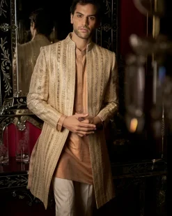 Rose Gold Open Sherwani Set
