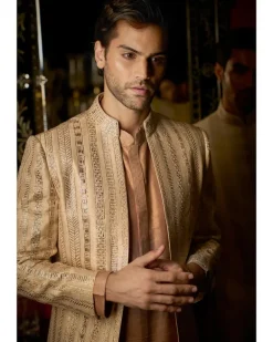 Rose Gold Open Sherwani Set