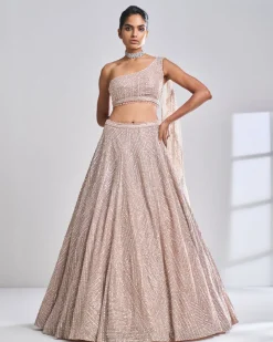 Rose Gold Pearl Lehenga Set