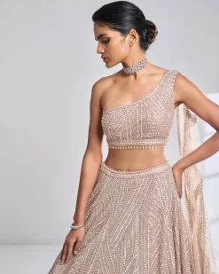 Rose Gold Pearl Lehenga Set