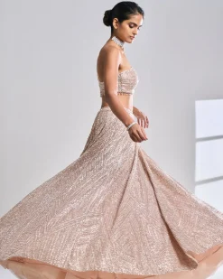 Rose Gold Pearl Lehenga Set