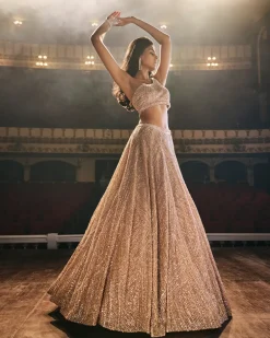 Rose Gold Pearl Lehenga Set