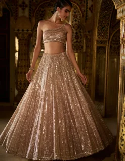 Rose Gold Sequin Lehenga Set