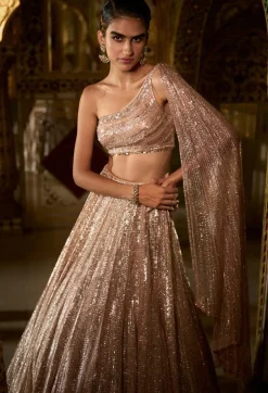 Rose Gold Sequin Lehenga Set
