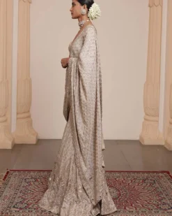 Rose Gold Silk Tissue Sari Set