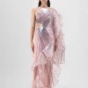 Rose Metallic Cording Skirt Set