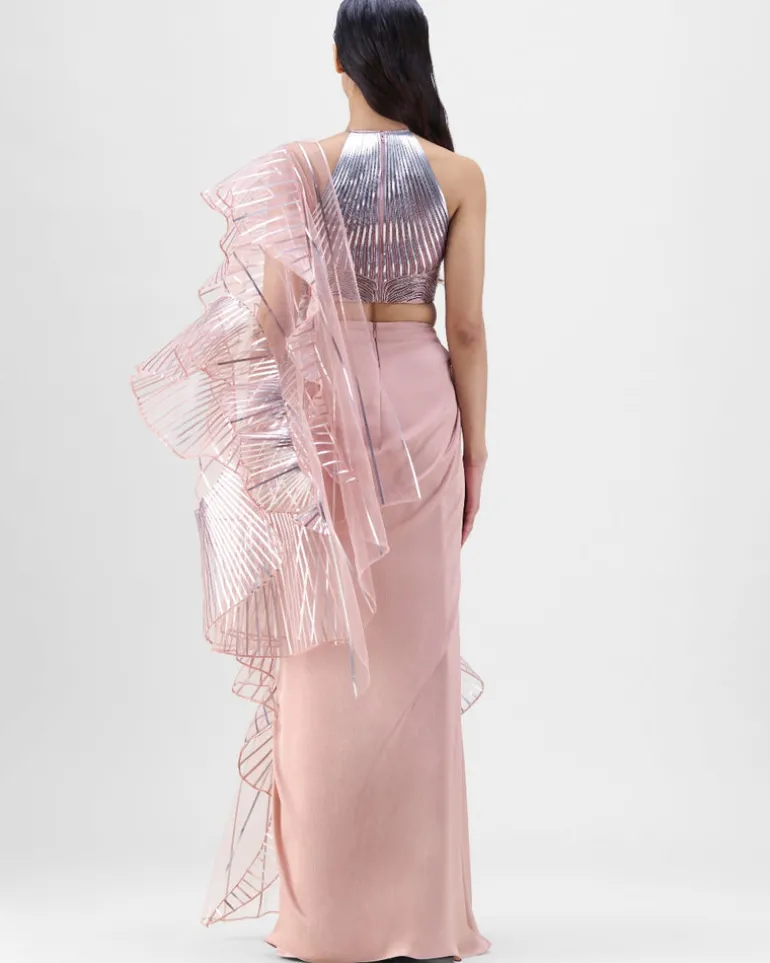 Rose Metallic Cording Skirt Set