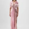 Rose Metallic Micro Pleated Structured Gown