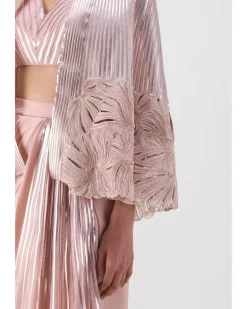 Rose Metallic Organza Cape & Skirt Set